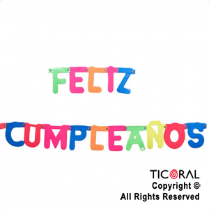 GUIRNALDA LETRA FELIZ CUMPLEA?OS FLUO x 1